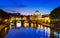 Night view of Basilica St Peter and river Tiber in Rome