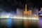 Night view of Bellagio fountain in famous Vegas Strip