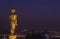 Night view of big public big golden buddha statue standing in Wat Phra That Kao Noi at Nan province Thailand