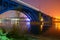 Night View Of Blue Railway Bridge in Maribor In Winter