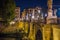 Night View Of Bridge Angel Statues And Buildings In Rome