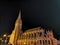 Night view of building in the city of Caen, France