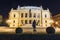 Night view of The building of Rudolfiunum concert hall in Prague