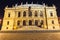 Night view of The building of Rudolfiunum concert hall in Prague