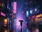 Night view of Buildings in Tokyo. Nighttime cyberpunk city illustration. Generative AI