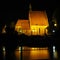 Night view of the Cathedral of St. Martin and Nicholas in Bydgoszcz reflecting in the Brda River