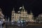 Night view of the central Hauptplatz square with the Rathaus, the baroque palace home to the city\\\'s town hall