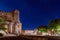 Night view of the central square in front of Palace of the Popes in Avignon city