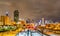 Night view of Chicago above a railway at Grant Park in Illinois, United States