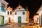 Night view of church square in historical colonial city in Brazil