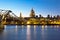 Night view of city of London over river Thames