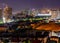 Night view of the city. Night lights and bright baku. Flame Towers