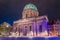 Night view of Elisabethkirche in Nurnberg, Germany