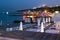 Night view of embankment in Odessa city near the Black sea