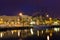 Night view of embankment in the port of Barcelona