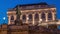 Night view of equestrian statue of Archduke Albert in front of the Albertina Museum day to night timelapse in Vienna