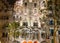 Night view of the facade of the house Casa Battlo in Barcelona, Spain