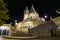 Night view of Fisherman`s Bastion, one of the best known monuments in Budapest in the Buda Castle District, Hungary