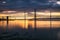 Night view of the Forth Road Bridge and Queensferry Crossing in