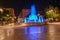 Night view of the fountain in the middle of Syntagma square  Athens.