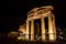 Night view of the Gate of Athena Archegetis located at the Athens Roman Agora