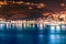 Night view of Gavrio port at Andros island in Greece.