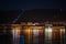 Night view of Gelendzhik and the sea bay in the Black Sea, beautiful landscape. Summer travel in Russia