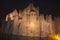 Night view on Gravensteen castle in Ghent, Belgium on November 5, 2017.