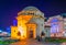 Night view of Hall of Memory, Library of Birmingham and Baskerville house, England