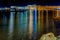 Night view of harbor on the Adriatic sea