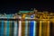 Night view of harbor on the Adriatic sea