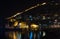 Night view of harbour, fortress and ancient shipyard in Alanya, Turkey.