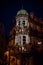 Night view of highlighted old house in Barr, Alsace