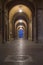 Night view of an historic porch in the cityof Perugia, Italy