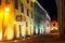 Night view of historic town Sighisoara. City in which was born Vlad Tepes, Dracula