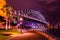 Night view of Iconic Sydney Harbor Bridge Sydney New South Wales Australia.