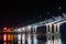 Night view of illuminated bridge above of river Don in Rostov-on-Don in Russia