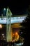 Night view of illuminated bridge above of river Don in Rostov-on-Don in Russia