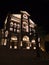 Night view of the illuminated front facade of famous Cathedral of Our Lady Immaculate in the center of Monaco, French Riviera.