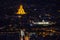 Night view of illuminated Holy Trinity Cathedral and Presidential Palace from Mtatsminda park in Tbilisi.