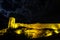 Night view of illuminated Rabati Fortress Castle in Akhaltsikhe town in Southern Georgia