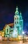 Night view of the illuminated saint Andrew church in Krakow/Cracow, Poland....IMAGE