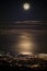 Night View Illuminated Sicilian Ionian Coast With Full Moon