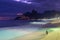 Night view of Ipanema beach and mountain Dois Irmao (Two Brother) in Rio de Janeiro