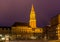 NIght view of Kiel city hall, Germany