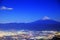 Night view of Kofu city and Mt. Fuji