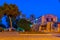 Night view of Lala Mustafa Pasa Mosque behind Namik Kemal prison in Famagusta, Cyprus