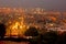 Night view Landmark of Haifa Shrine of the Bab and downtown