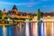 Night view of Lausanne, Switzerland