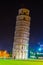 Night view of the leaning tower of Pisa in Italy...IMAGE